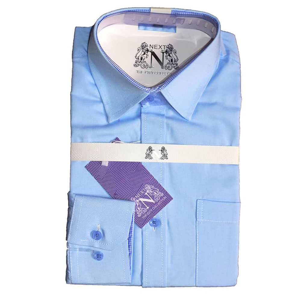Next Light Blue Regular Fit Shirt 12 Piece-Next Plain Office Modern Men Shirt - Image 5