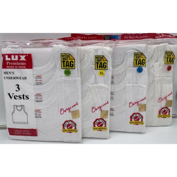 A doz(12 pieces) FoxLux Men's Cotton Vests - White